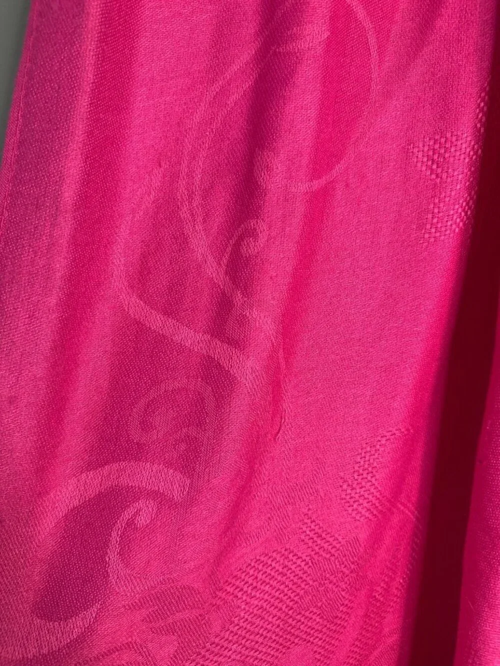 Pashmina Silk Blend Shawl Wrap Hot Pink Floral Paisley Old Money Cottagecore